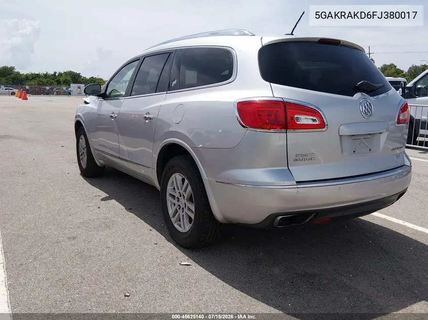 2015 Buick Enclave Convenience VIN: 5GAKRAKD6FJ380017 Lot: 45625140