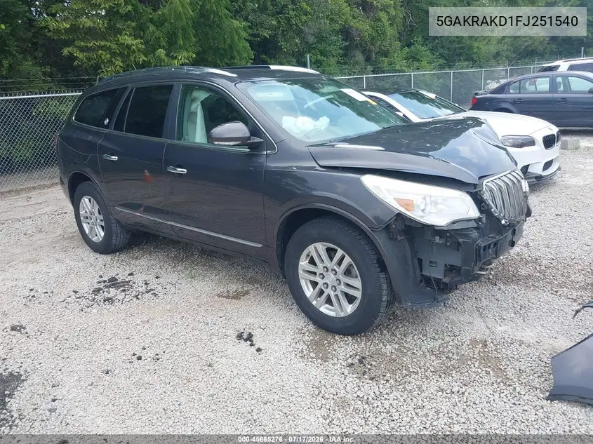 2015 Buick Enclave Convenience VIN: 5GAKRAKD1FJ251540 Lot: 45665276