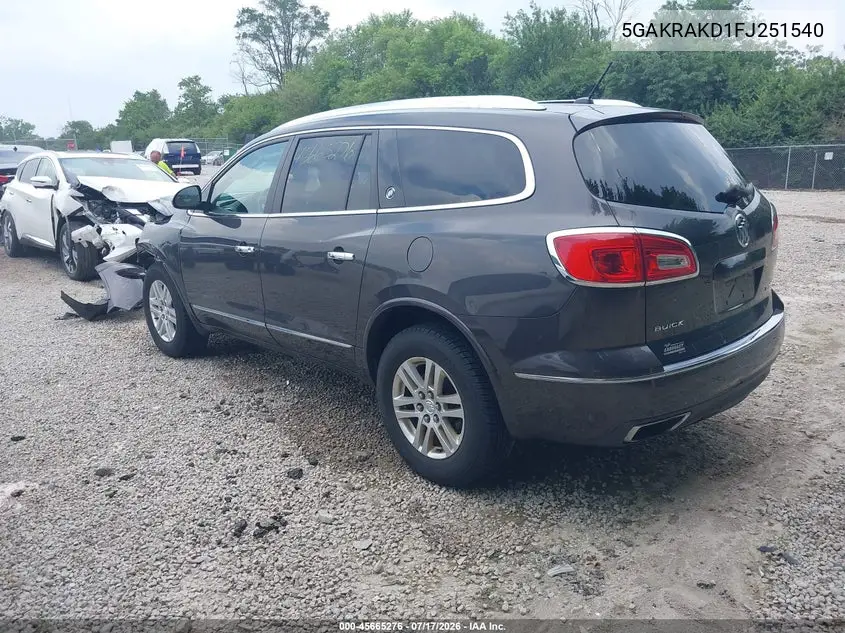 2015 Buick Enclave Convenience VIN: 5GAKRAKD1FJ251540 Lot: 45665276