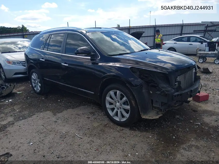 2016 Buick Enclave Leather VIN: 5GAKRBKD4GJ244931 Lot: 45360105