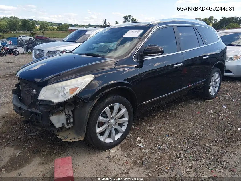 2016 Buick Enclave Leather VIN: 5GAKRBKD4GJ244931 Lot: 45360105