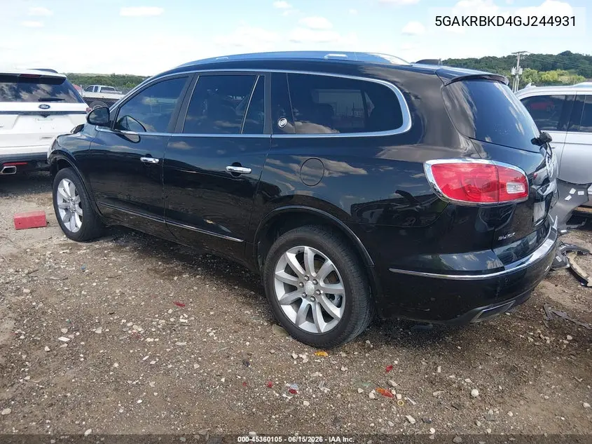 2016 Buick Enclave Leather VIN: 5GAKRBKD4GJ244931 Lot: 45360105