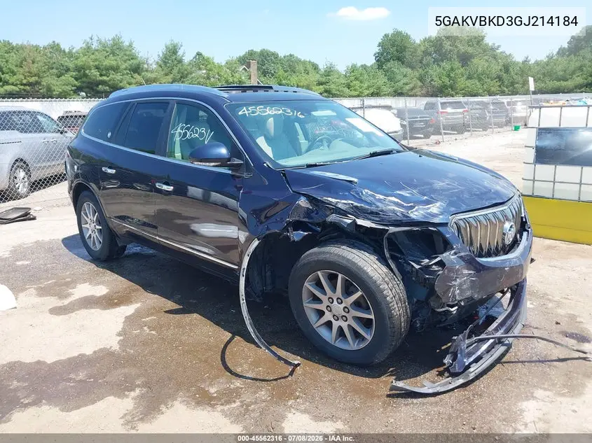 2016 Buick Enclave Leather VIN: 5GAKVBKD3GJ214184 Lot: 45562316