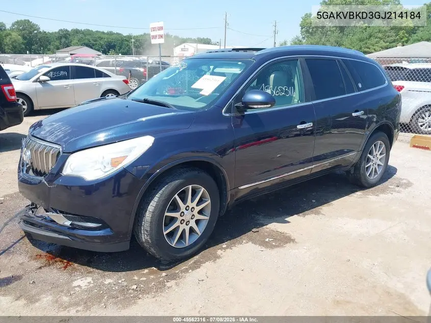 2016 Buick Enclave Leather VIN: 5GAKVBKD3GJ214184 Lot: 45562316