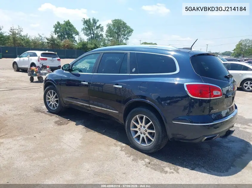 2016 Buick Enclave Leather VIN: 5GAKVBKD3GJ214184 Lot: 45562316