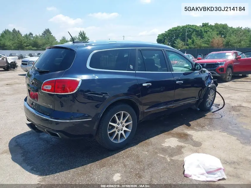 2016 Buick Enclave Leather VIN: 5GAKVBKD3GJ214184 Lot: 45562316