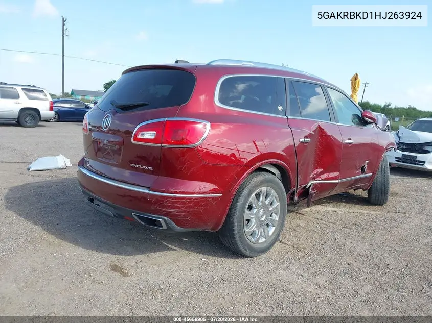 2017 Buick Enclave Leather VIN: 5GAKRBKD1HJ263924 Lot: 45656905