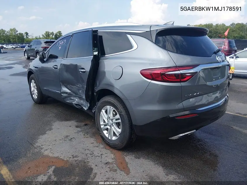 2021 Buick Enclave Fwd Essence VIN: 5GAERBKW1MJ178591 Lot: 45635844
