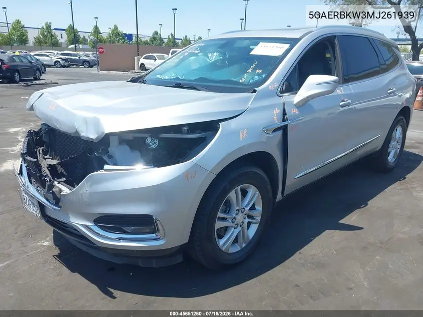 2021 Buick Enclave Fwd Essence VIN: 5GAERBKW3MJ261939 Lot: 45651260