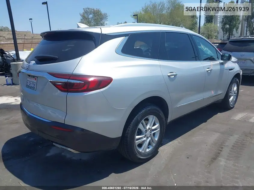 2021 Buick Enclave Fwd Essence VIN: 5GAERBKW3MJ261939 Lot: 45651260