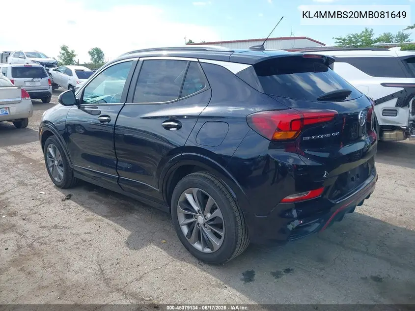 2021 Buick Encore Gx Fwd Preferred VIN: KL4MMBS20MB081649 Lot: 45379134
