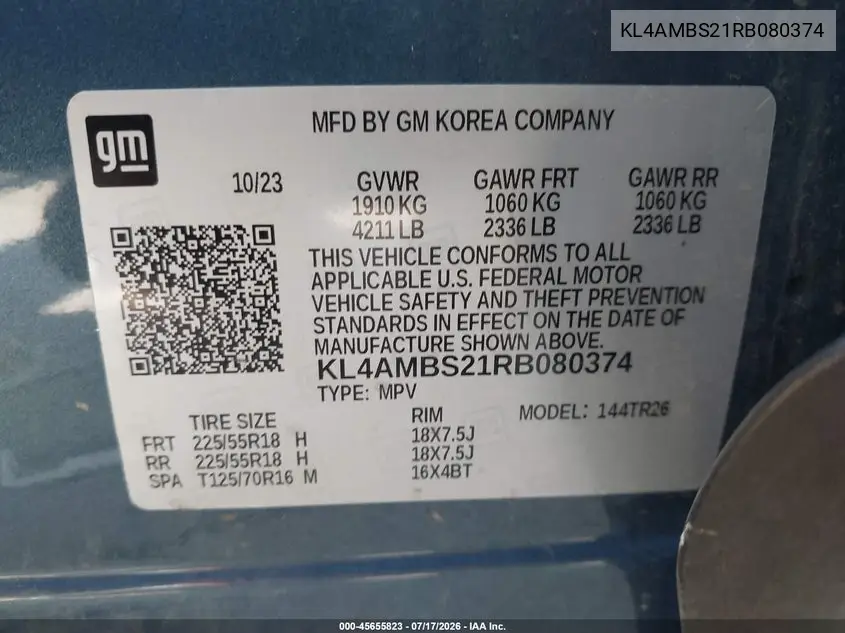 2024 Buick Encore Gx Preferred Fwd VIN: KL4AMBS21RB080374 Lot: 45655823