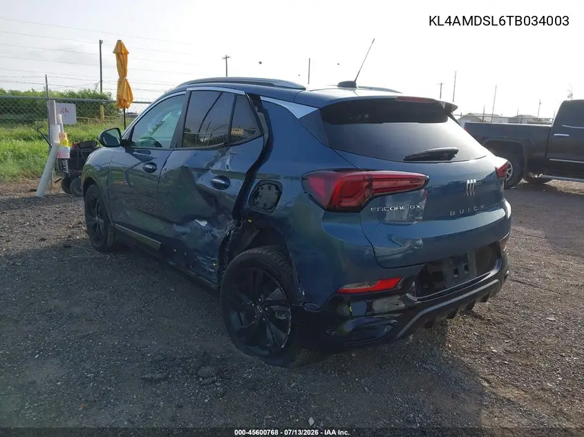 2026 Buick Encore Gx Sport Touring Fwd VIN: KL4AMDSL6TB034003 Lot: 45600768