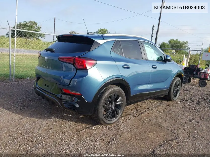 2026 Buick Encore Gx Sport Touring Fwd VIN: KL4AMDSL6TB034003 Lot: 45600768