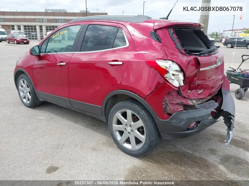 2013 Buick Encore VIN: KL4CJGSBXDB067078 Lot: 20257307