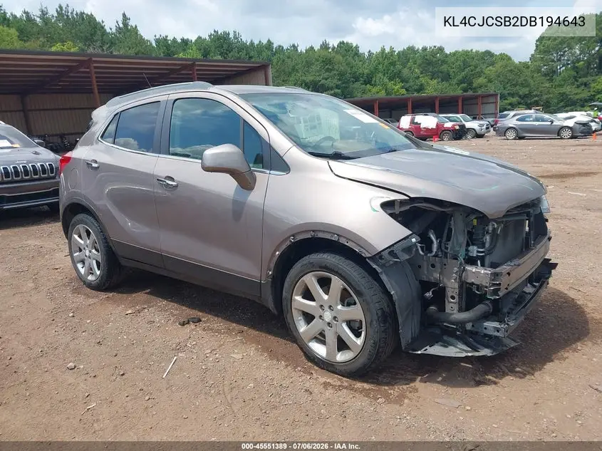 2013 Buick Encore Leather VIN: KL4CJCSB2DB194643 Lot: 45551389