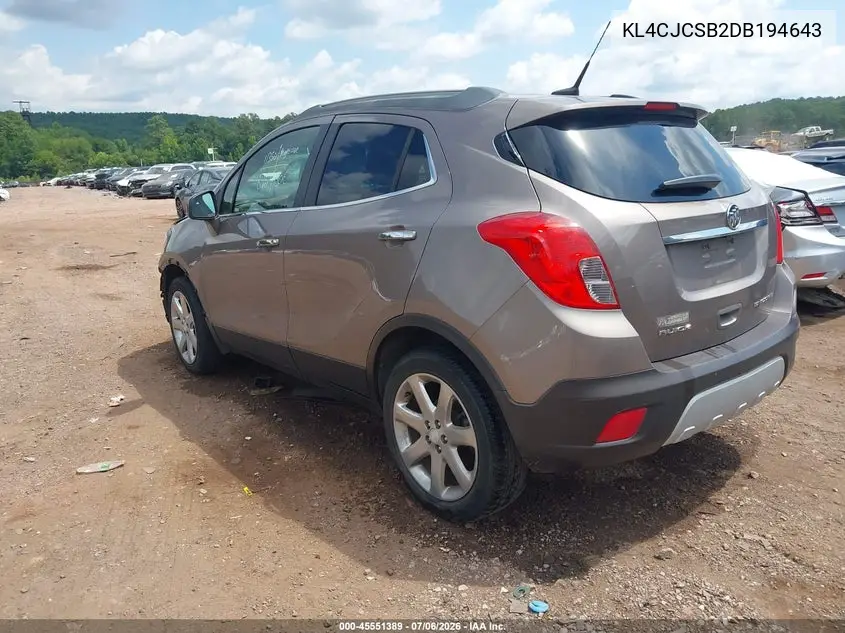 2013 Buick Encore Leather VIN: KL4CJCSB2DB194643 Lot: 45551389