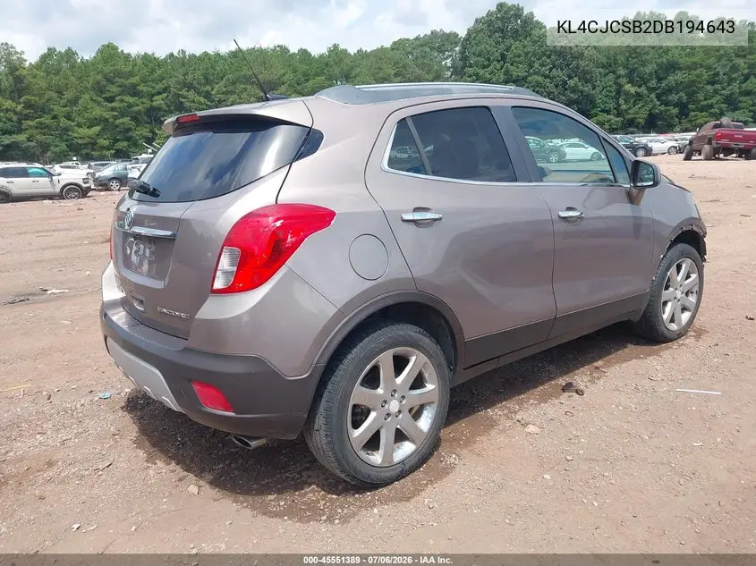 2013 Buick Encore Leather VIN: KL4CJCSB2DB194643 Lot: 45551389
