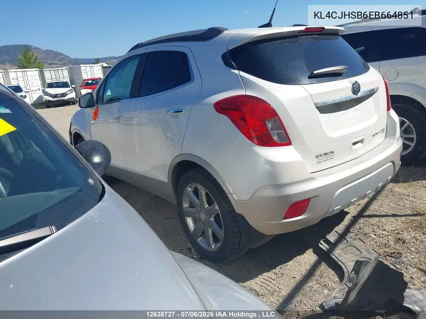 2014 Buick Encore Premium VIN: KL4CJHSB6EB664851 Lot: 12638727x