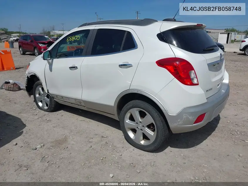 2015 Buick Encore Leather VIN: KL4CJGSB2FB058748 Lot: 45288800