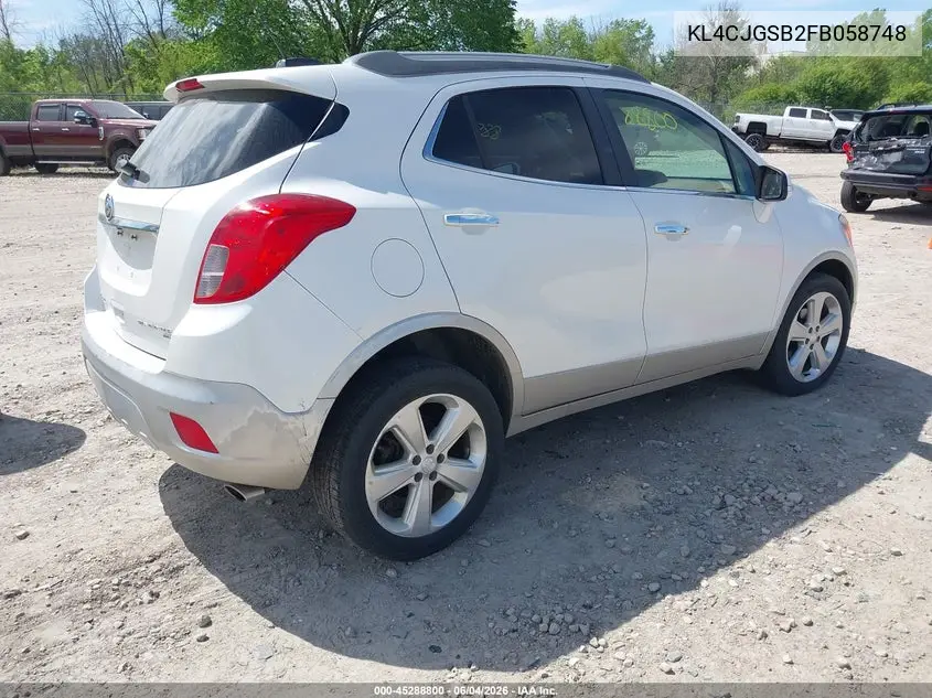 2015 Buick Encore Leather VIN: KL4CJGSB2FB058748 Lot: 45288800