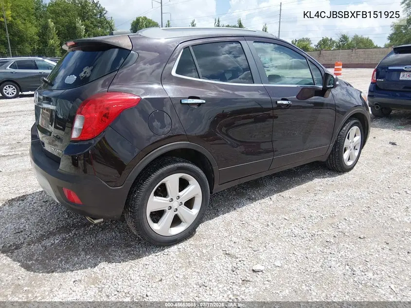 2015 Buick Encore Convenience VIN: KL4CJBSBXFB151925 Lot: 45663085