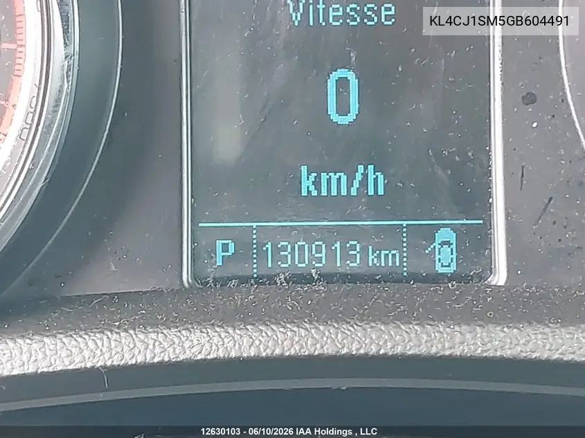 2016 Buick Encore Sport Touring VIN: KL4CJ1SM5GB604491 Lot: 12630103x