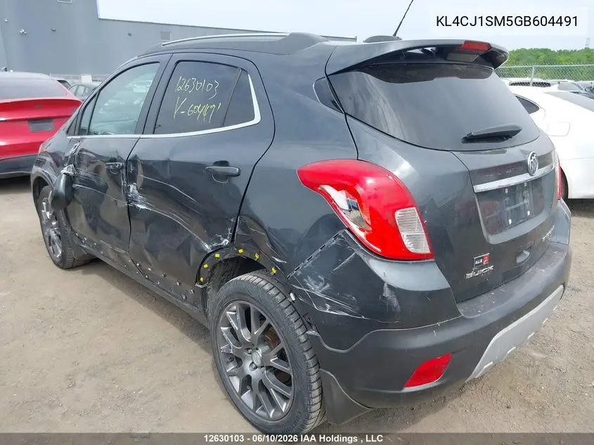 2016 Buick Encore Sport Touring VIN: KL4CJ1SM5GB604491 Lot: 12630103x