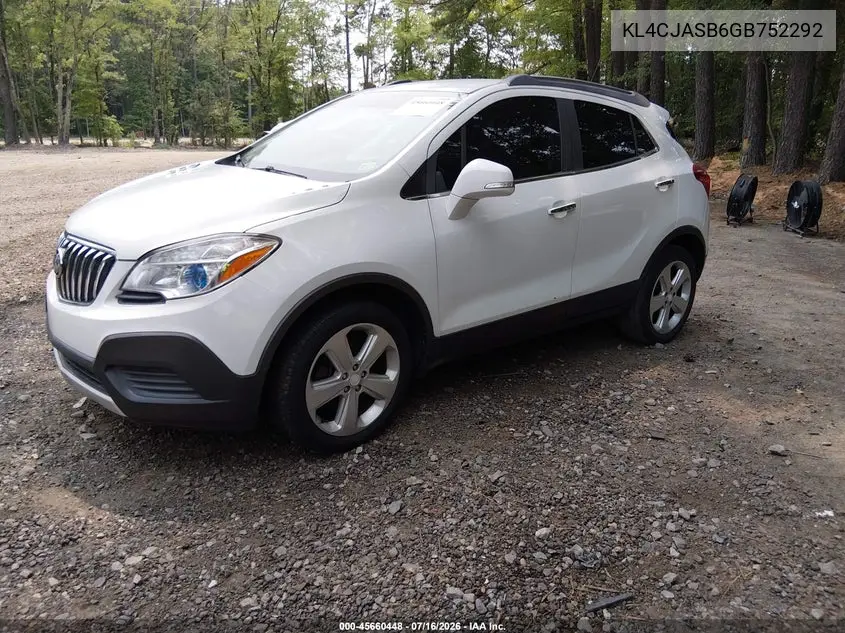 2016 Buick Encore VIN: KL4CJASB6GB752292 Lot: 45660448