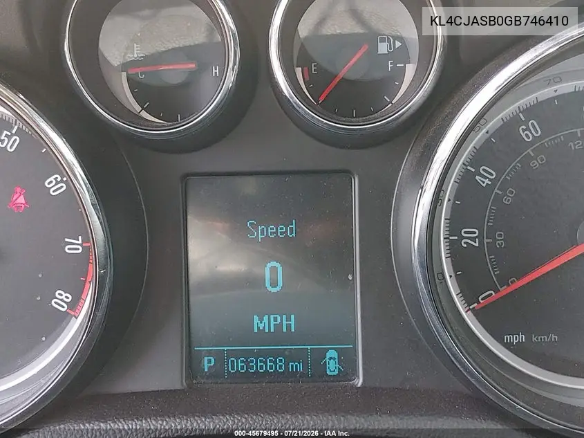 2016 Buick Encore VIN: KL4CJASB0GB746410 Lot: 45679495