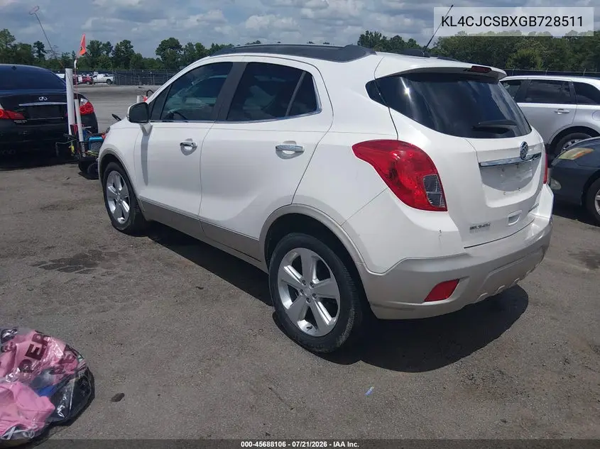 2016 Buick Encore Leather VIN: KL4CJCSBXGB728511 Lot: 45688106
