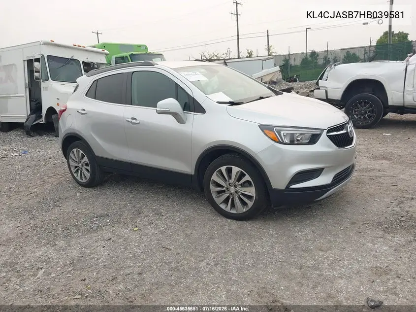 2017 Buick Encore Preferred VIN: KL4CJASB7HB039581 Lot: 45635651