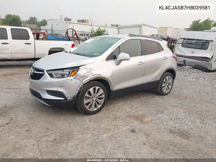 2017 Buick Encore Preferred VIN: KL4CJASB7HB039581 Lot: 45635651