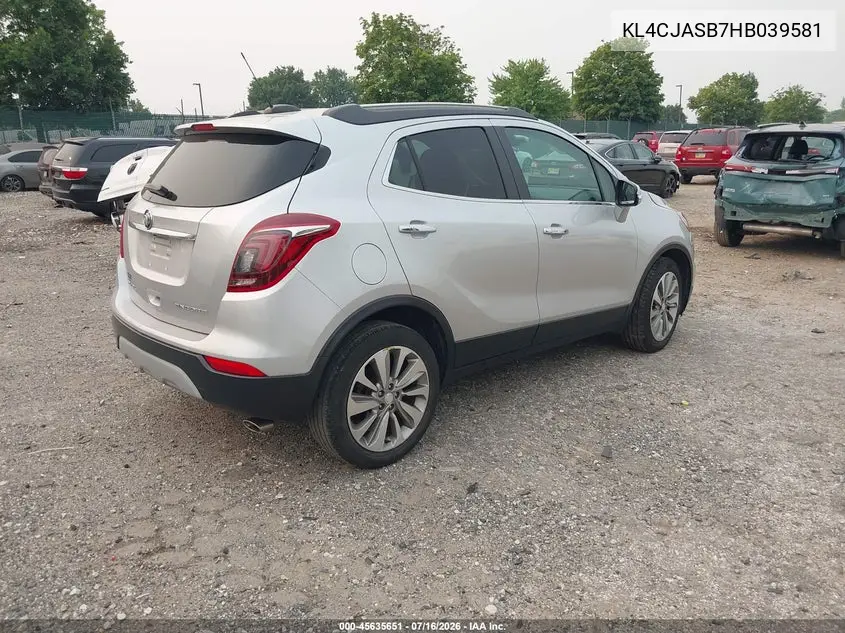 2017 Buick Encore Preferred VIN: KL4CJASB7HB039581 Lot: 45635651