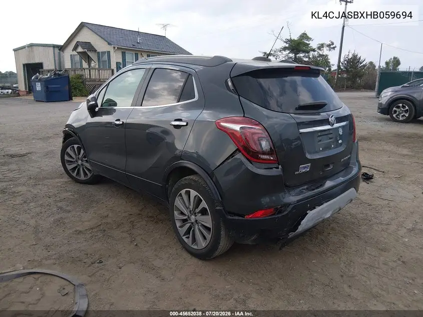 2017 Buick Encore Preferred VIN: KL4CJASBXHB059694 Lot: 45652038