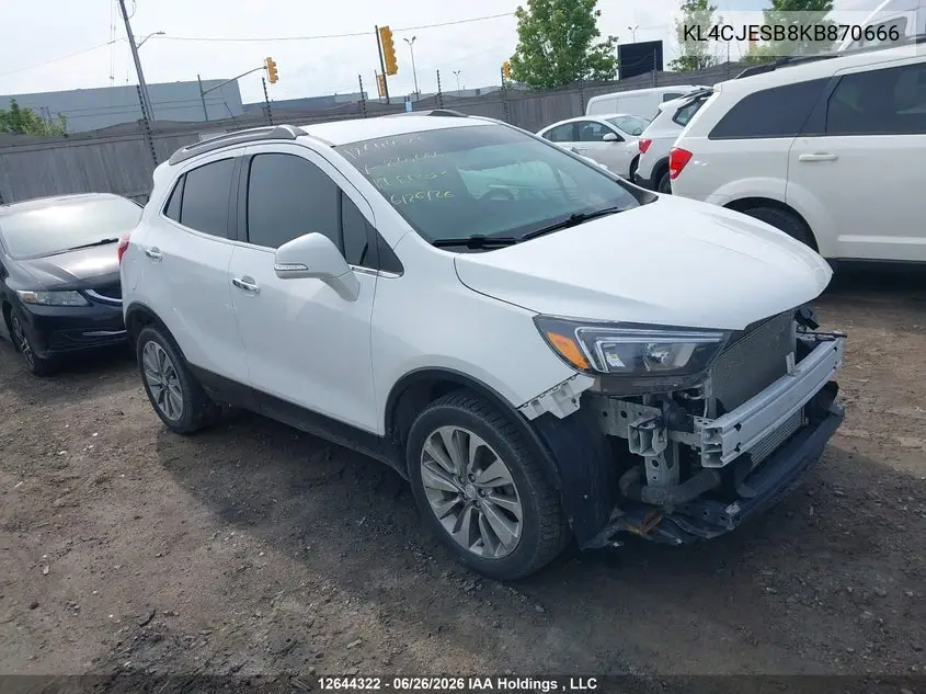 2019 Buick Encore Preferred VIN: KL4CJESB8KB870666 Lot: 12644322