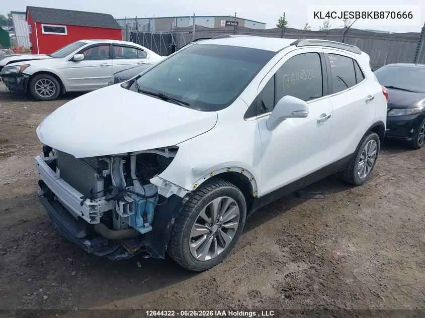 2019 Buick Encore Preferred VIN: KL4CJESB8KB870666 Lot: 12644322