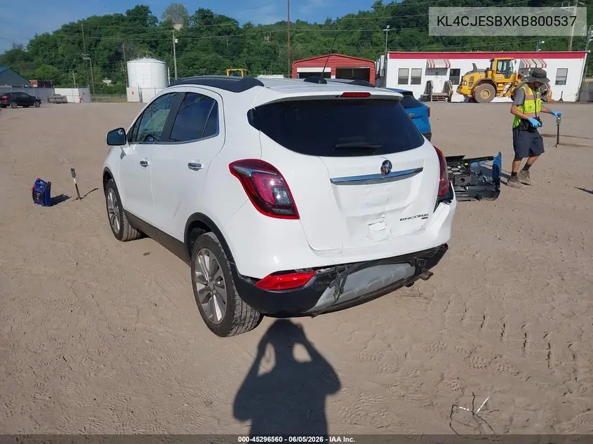 2019 Buick Encore Awd Preferred VIN: KL4CJESBXKB800537 Lot: 45296560