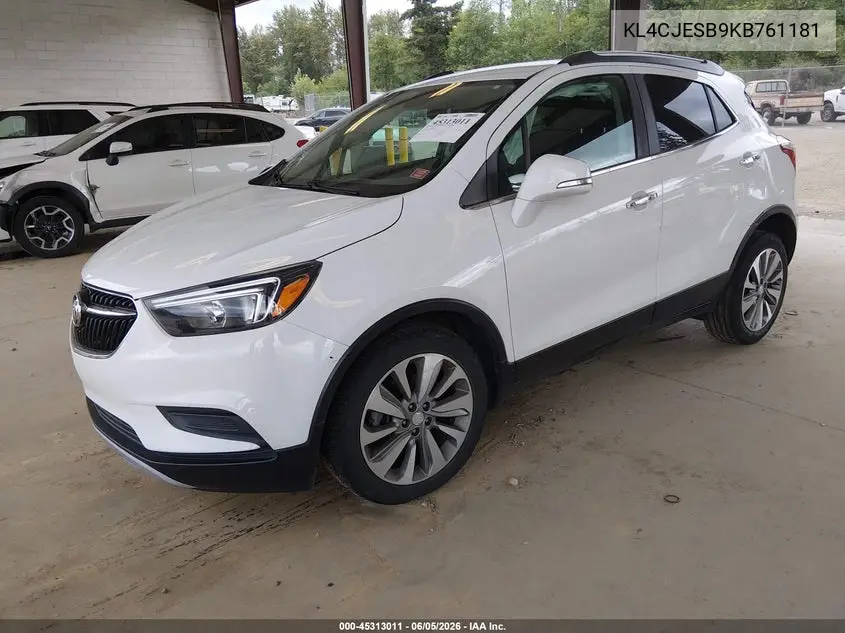 2019 Buick Encore Awd Preferred VIN: KL4CJESB9KB761181 Lot: 45313011