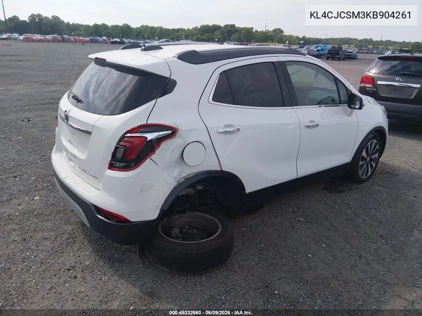 2019 Buick Encore Fwd Essence VIN: KL4CJCSM3KB904261 Lot: 45332660