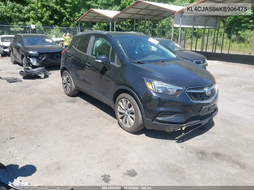 2019 Buick Encore Fwd Preferred VIN: KL4CJASB6KB906475 Lot: 45381098