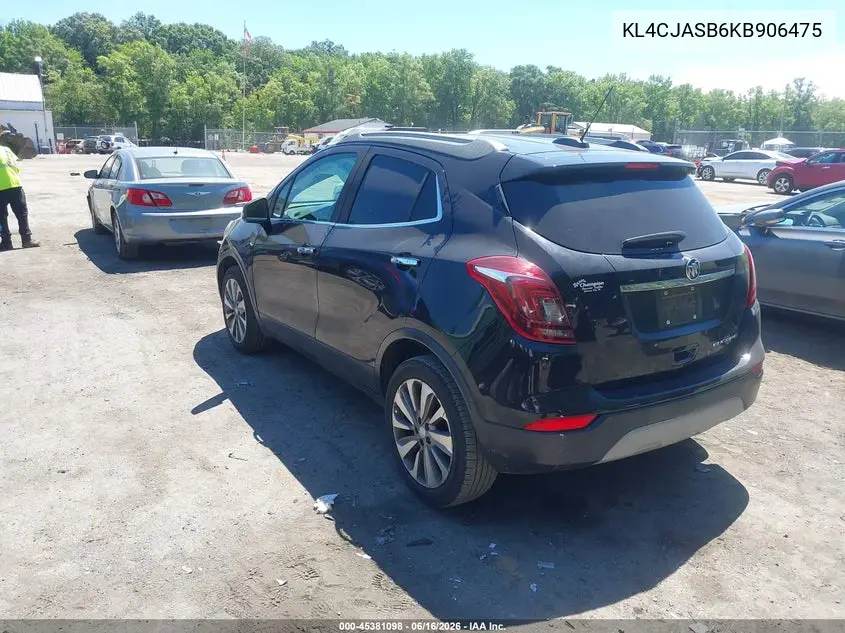 2019 Buick Encore Fwd Preferred VIN: KL4CJASB6KB906475 Lot: 45381098