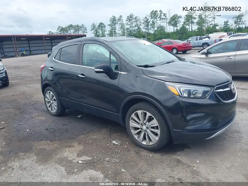 2019 Buick Encore Fwd Preferred VIN: KL4CJASB7KB786802 Lot: 45387133