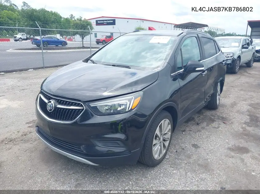 2019 Buick Encore Fwd Preferred VIN: KL4CJASB7KB786802 Lot: 45387133