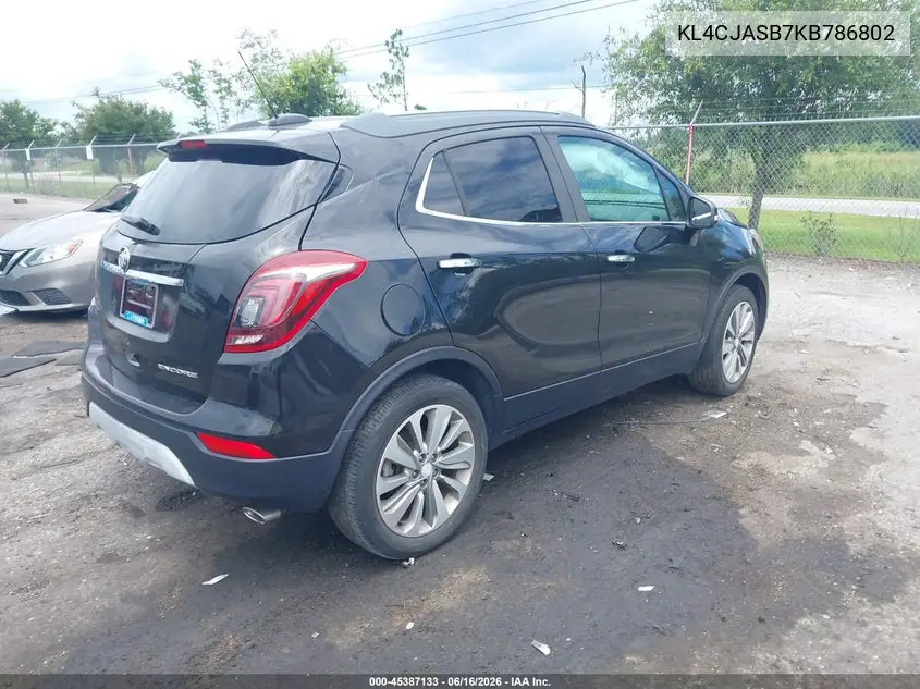 2019 Buick Encore Fwd Preferred VIN: KL4CJASB7KB786802 Lot: 45387133
