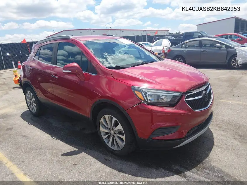 2019 Buick Encore Fwd Preferred VIN: KL4CJASB2KB842953 Lot: 45418565
