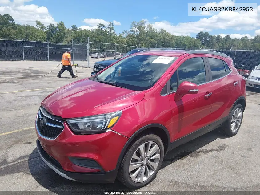 2019 Buick Encore Fwd Preferred VIN: KL4CJASB2KB842953 Lot: 45418565