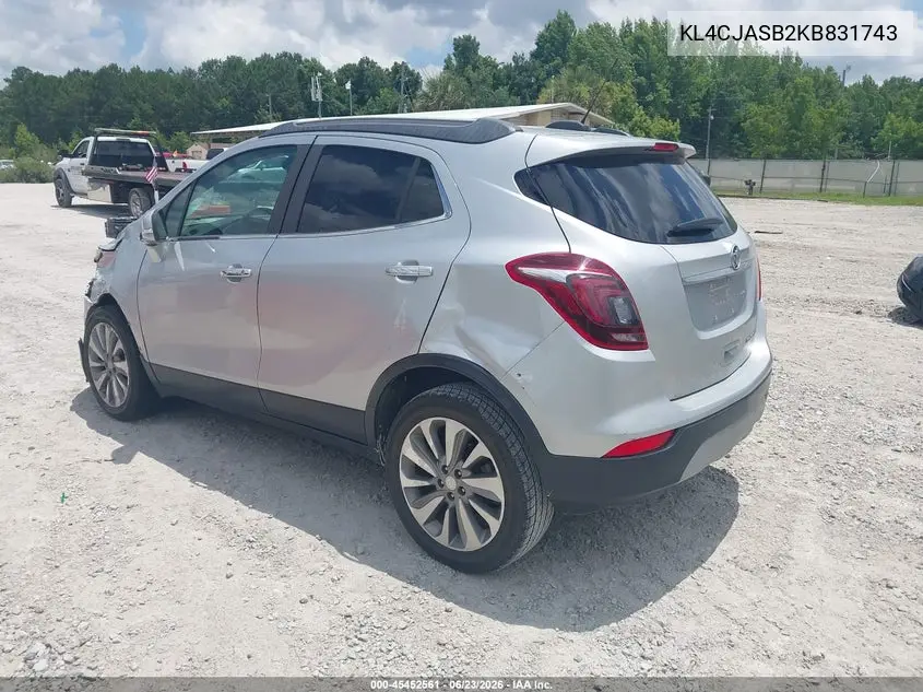 2019 Buick Encore Fwd Preferred VIN: KL4CJASB2KB831743 Lot: 45452561