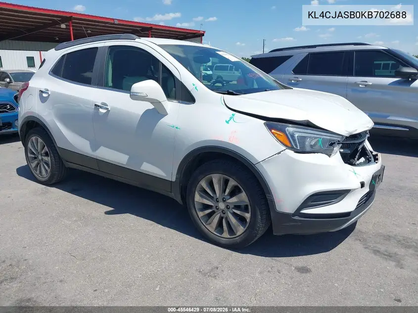 2019 Buick Encore Fwd Preferred VIN: KL4CJASB0KB702688 Lot: 45546429