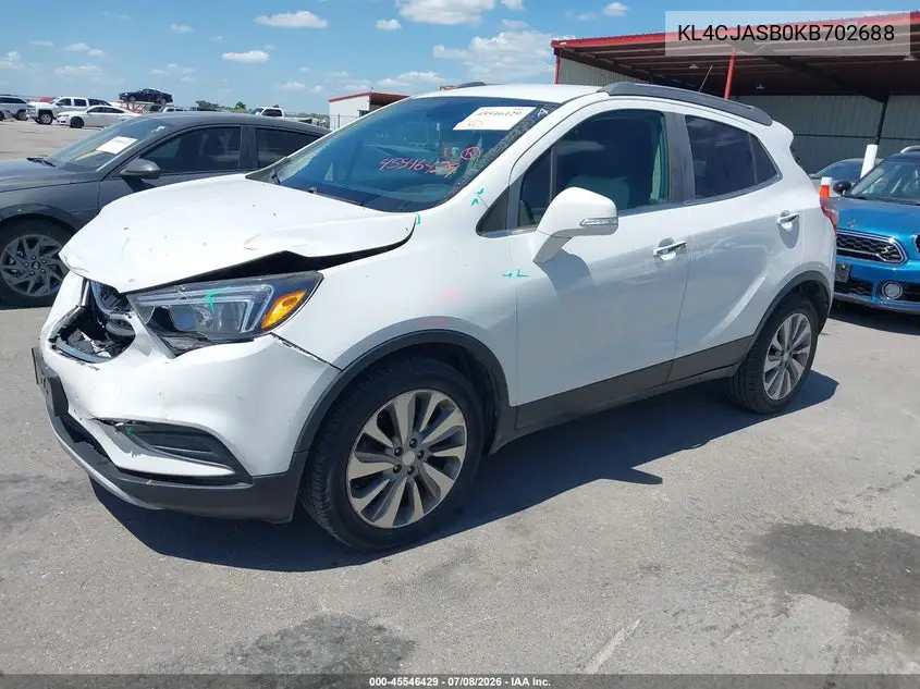 2019 Buick Encore Fwd Preferred VIN: KL4CJASB0KB702688 Lot: 45546429